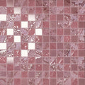 Four seasons bloom mosaic tile with glossy textured surface featuring pink and white swirling patterns