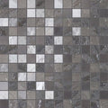 Gray and white four seasons fog mosaic tile with glossy textured surface featuring swirling patterns