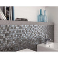 Shiny silver four seasons fog mosaic tile wall with textured reflective surface made of polished glass