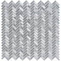 Silver herringbone patterned glass mosaic tile with subtle brushed metallic finish from fusion micro aluminium mosaic