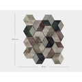 Future emerald mosaic hexagonal tile panel with interlocking gray black and brown cubes and subtle textured surfaces