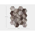 Future quartz mosaic hexagonal tile panel with textured metallic finish in varying gray and brown shades