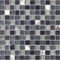 Galactic black glass and metal mix mosaic tile with dark gray and silver metallic textured brushed finish