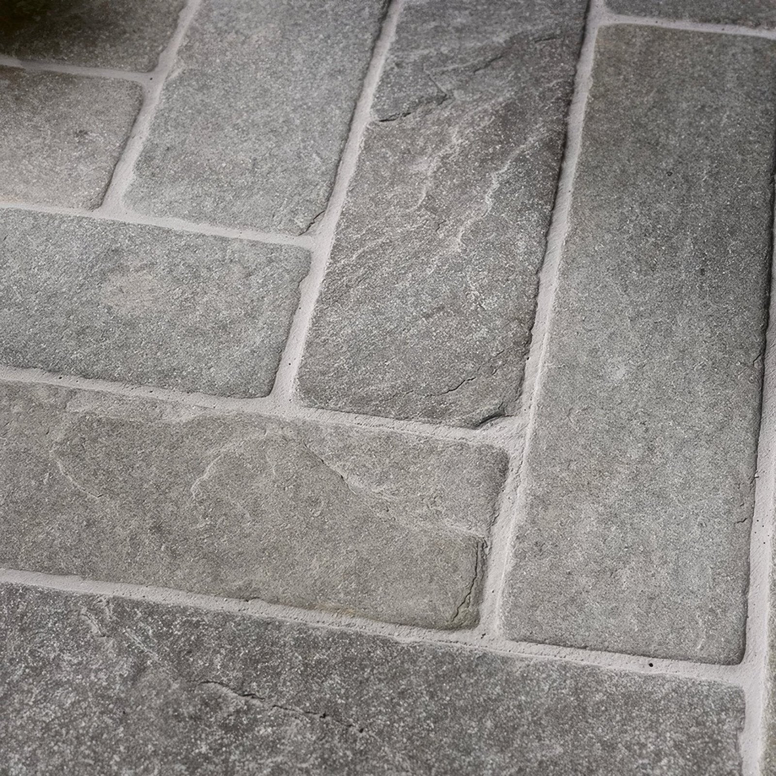 Galway limestone seasoned parquet gray stone tiles with natural textured surface and subtle tone variations