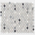 Diamond-shaped gem greys mosaic tile in white and black marble with subtle gray veining pattern