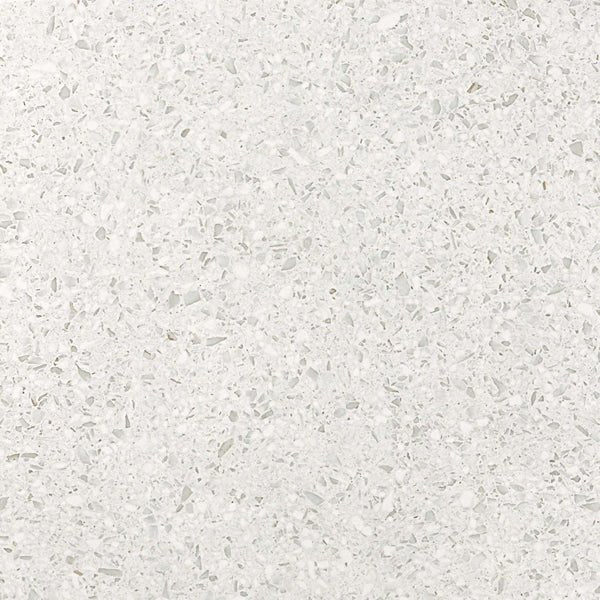 White speckled quartz countertop with smooth polished finish in gemstones terrazzo white matt 60 x 60cm tile