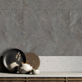 Genesis anthracite matt porcelain wall tiles 120 x 120cm with gray marble effect subtle veining and matte finish