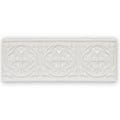 White ceramic tile giralda cascara cream border with three embossed floral medallions in a row