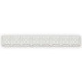 White ceramic tile giralda cascara cream trim with a repeating embossed floral pattern for wall decoration