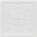 White ceramic ceiling tile with raised floral and scrollwork design giralda hielo white decor tile