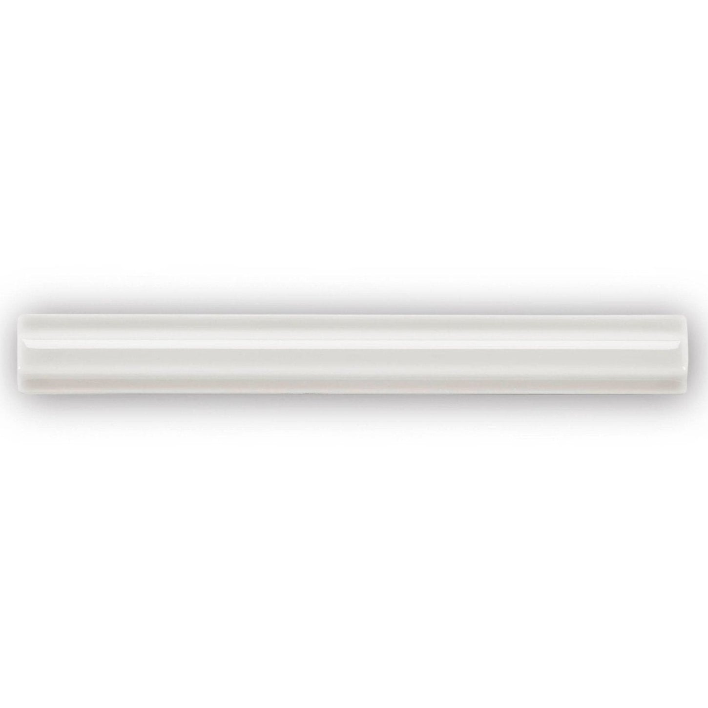White ceramic crown molding giralda hielo white pencil with smooth glossy finish and subtle ridged texture