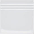 White ceramic square plate with glossy finish and three horizontal ridges from giralda hielo white skirting collection