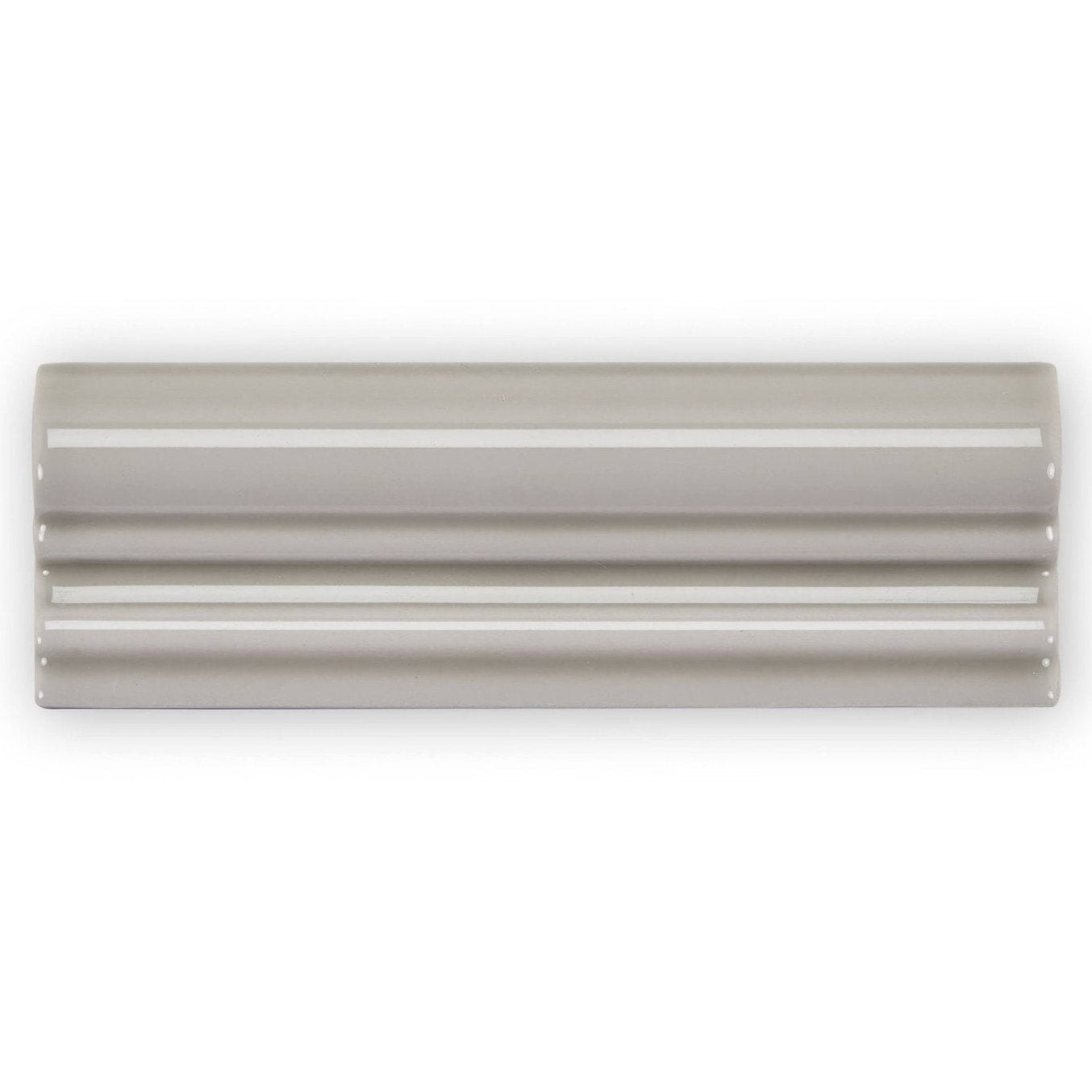 Gray ceramic tile giralda niebla grey dado with three horizontal ridges and a glossy finish for wall use