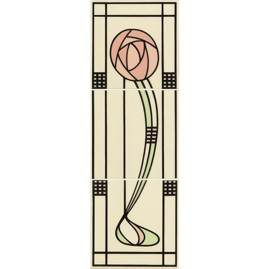 Glasgow Rose (Left Hand) 3-Tile Set on County White