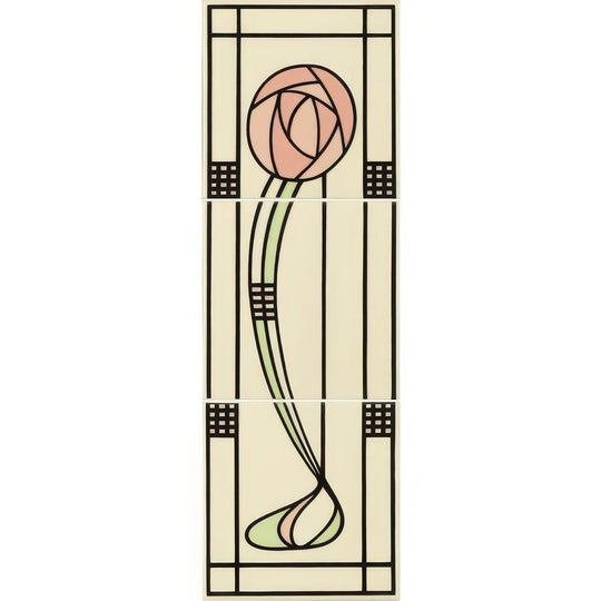 Glasgow Rose (Right Hand) 3-Tile Set on County White