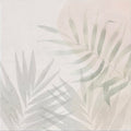 Glass House Porcelain soft muted-toned abstract artwork with layered pale green and gray palm fronds on off-white background
