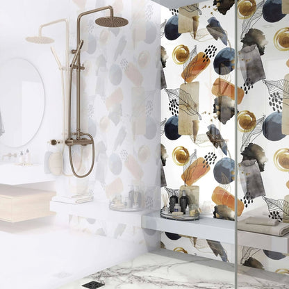 Gold Navy Watercolour Shower Panel