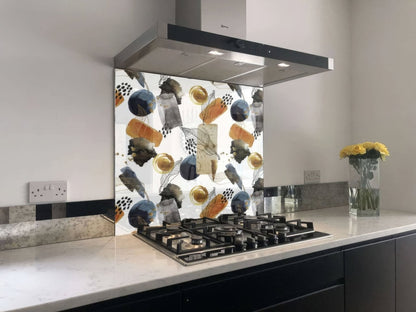 Gold Navy Watercolour Shower Panel