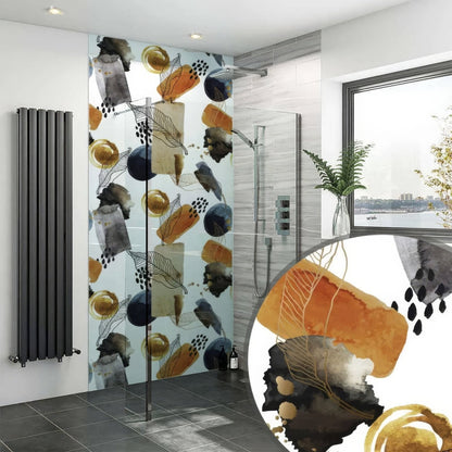 Gold Navy Watercolour Shower Panel