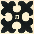Black quatrefoil tile gordon black on dover white with cream cutouts and a central square detail