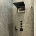 Gravity Aluminium Arrow Gold Mosaic gold chevron aluminium mosaic with a chrome showerhead