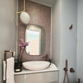 Gravity Aluminium Arrow Rose Gold Mosaic rose gold chevron aluminium mosaic with a white vessel sink