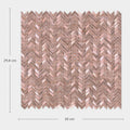 A rose gold chevron patterned gravity aluminium arrow mosaic tile panel with a metallic reflective finish