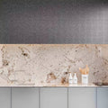 Gravity Aluminium Cubic Metal Mosaic grey faceted aluminium mosaic with a white vinegar bottle