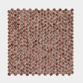 Copper-colored hexagonal aluminum mosaic tile with brushed metallic finish for modern wall or backsplash design