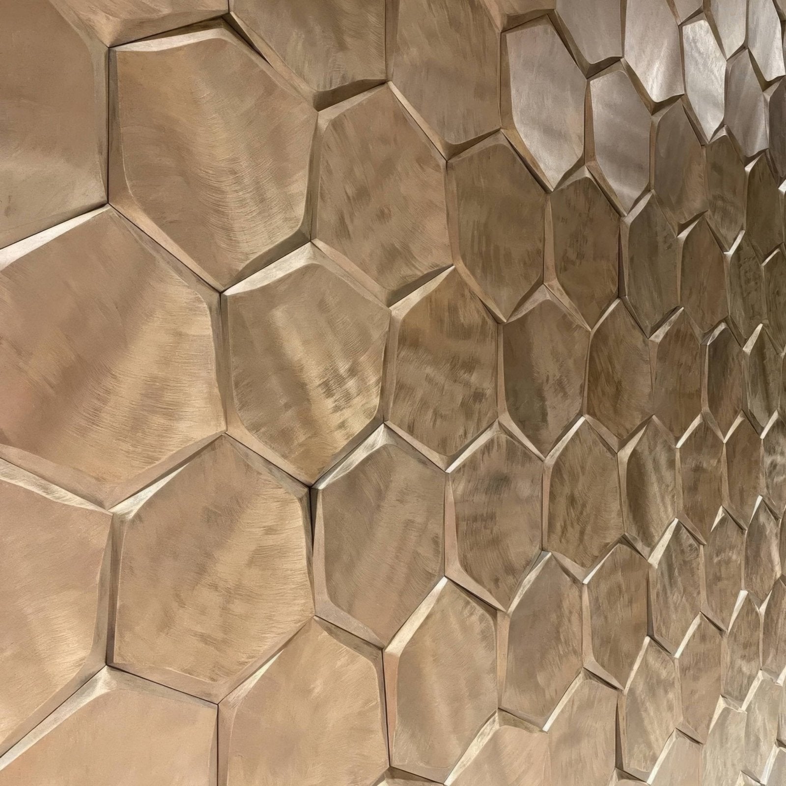 Gravity aluminium hexagon gold mosaic bronze-colored hexagonal wall panel with brushed metallic finish