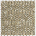 Gravity aluminium hexagon gold mosaic features hexagonal brushed metallic aluminium tiles in warm muted gold tone