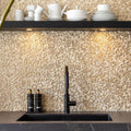 Gravity Aluminium Hexagon Gold Mosaic gold hexagon aluminium mosaic with a black tap