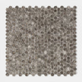 Silver hexagonal aluminium metal mosaic tile with a brushed metallic finish for modern wall and floor design