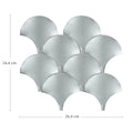 Silver metallic fish-scale mosaic tile set gravity aluminium shell aquamarine mosaic with reflective finish