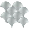Gravity aluminium shell aquamarine mosaic silver metallic fish-scale tiles with brushed finish for wall decoration
