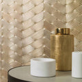 Gravity Aluminium Trace Gold Mosaic gold chevron aluminium mosaic with a brushed gold cylindrical vase
