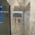 Gravity Aluminium Trace Metal Mosaic silver chevron aluminium mosaic with a chrome showerhead