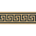 Black and beige greek key pattern border trim on buff fabric for decorative edging and design accents