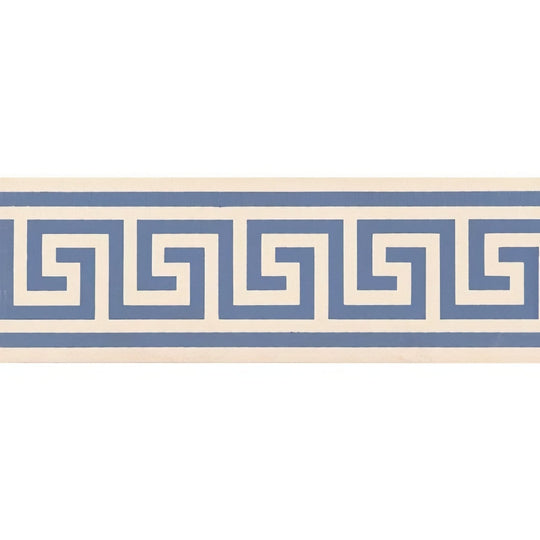 Greek Key Border Blue on White