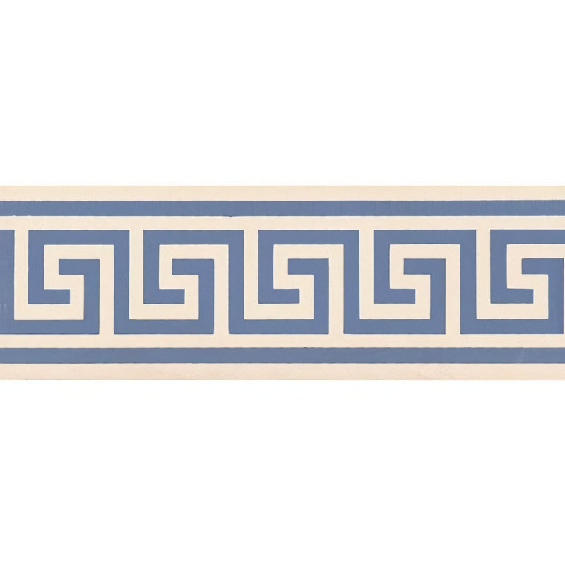 Greek Key Border Blue on White