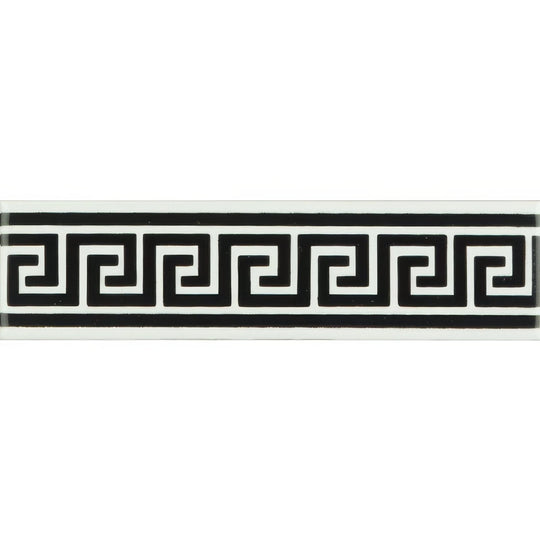 Greek Key Jet Black On Brilliant White - alternate view