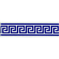 Blue and white greek key patterned ceramic tile border named greek key royal blue on brilliant white