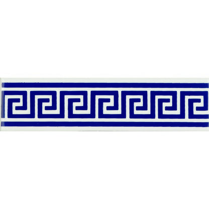 Greek Key Royal Blue On Brilliant White
