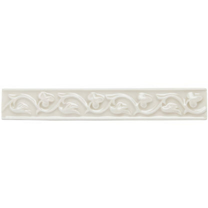White ceramic tile hadleigh beaulieu with raised floral and vine pattern for decorative wall use
