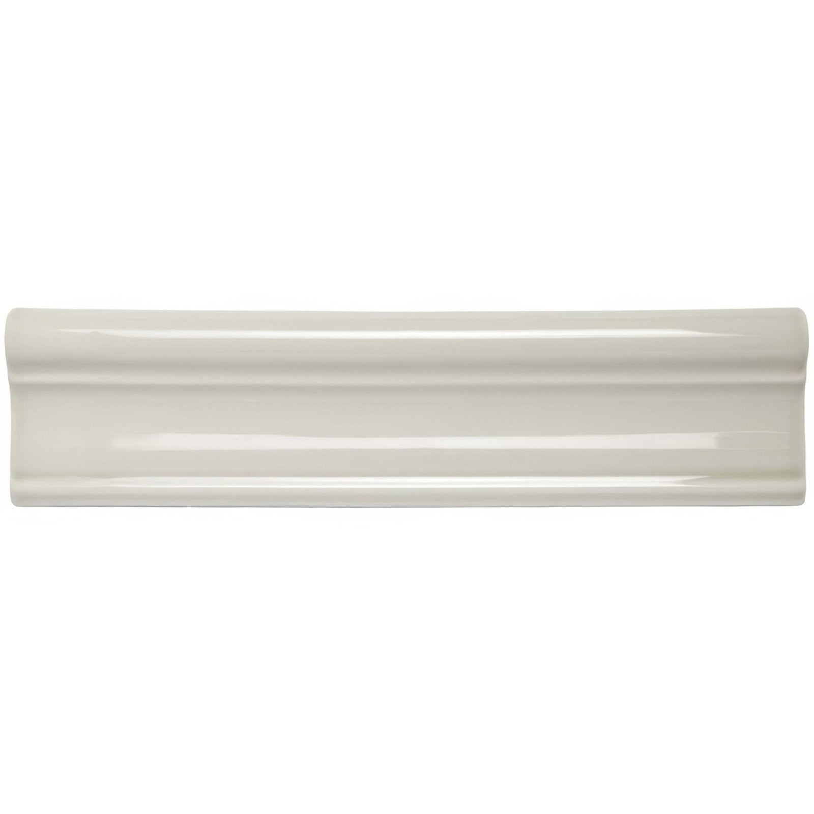 Hadleigh clarence cream-colored glossy ceramic tile with classic curved profile and subtle horizontal ridges