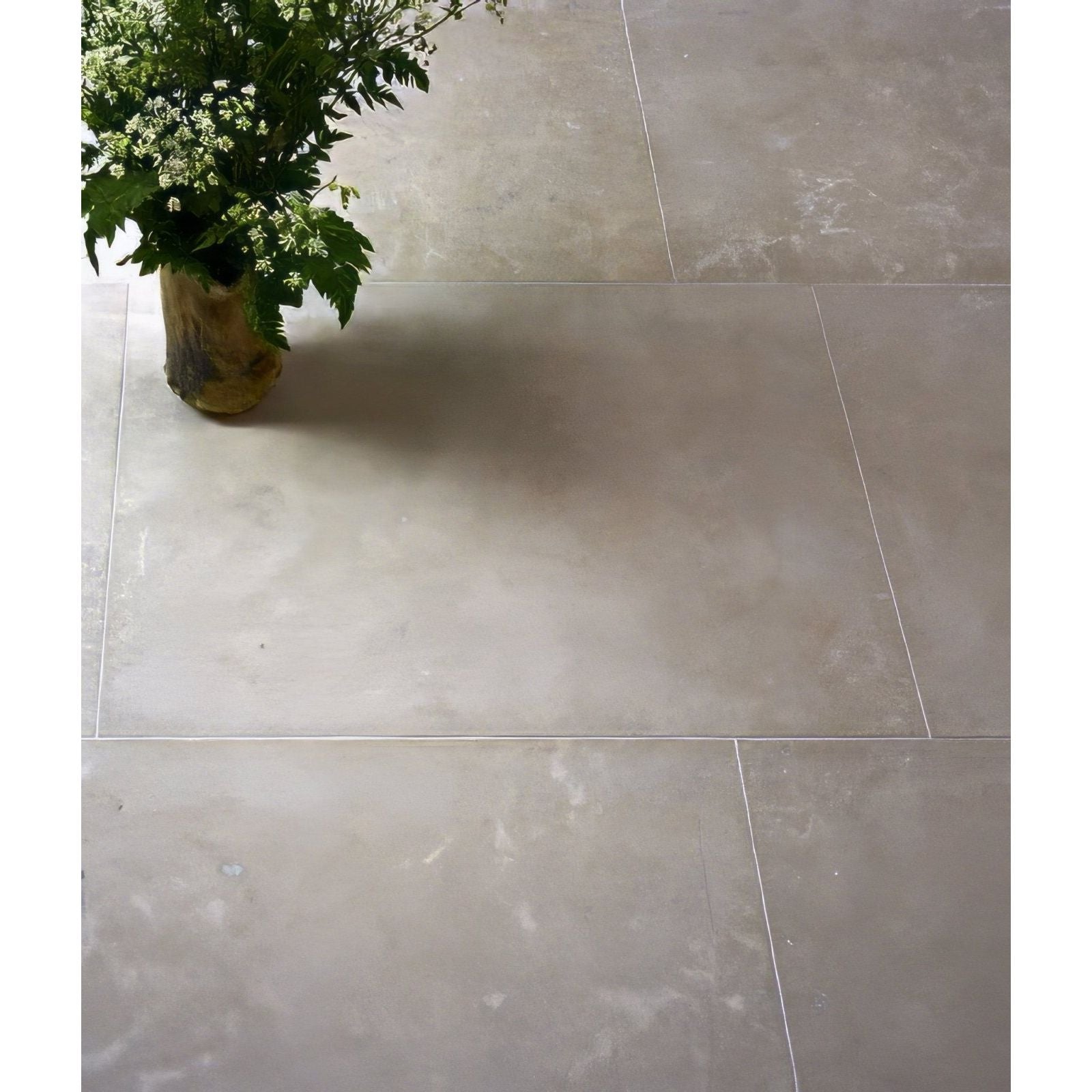 Gray stone-effect wythwood limestone floor tiles with subtle veining and matte velvet finish