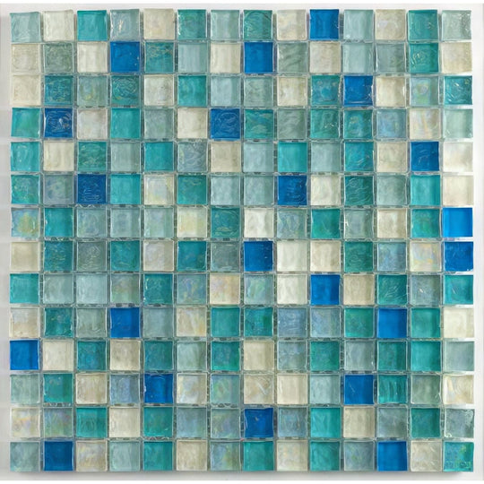 Hammered Pearl Aqua Glass Mosaic - alternate view