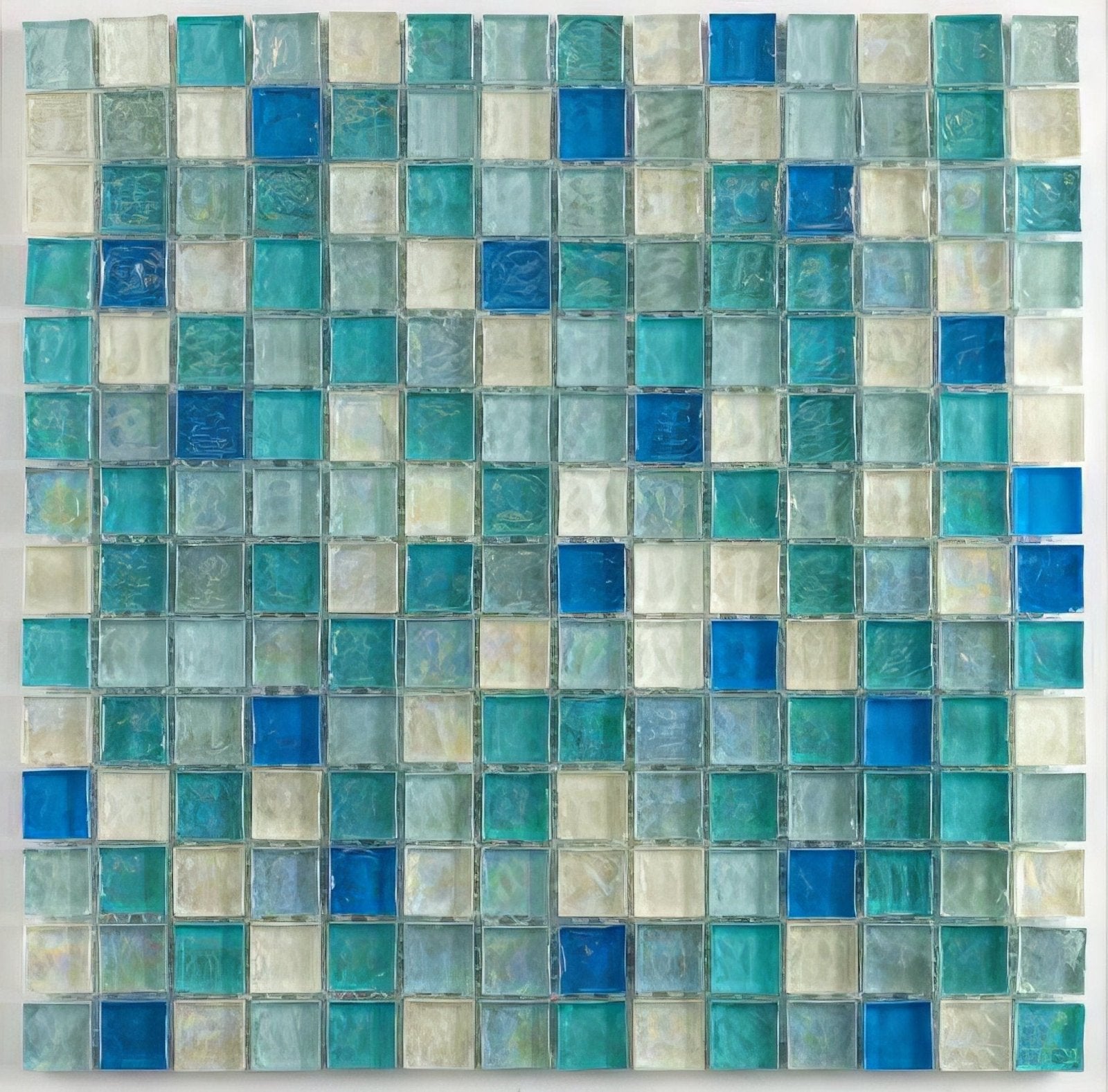 Hammered Pearl Aqua Glass Mosaic