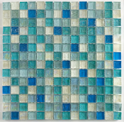 Hammered Pearl Aqua Glass Mosaic