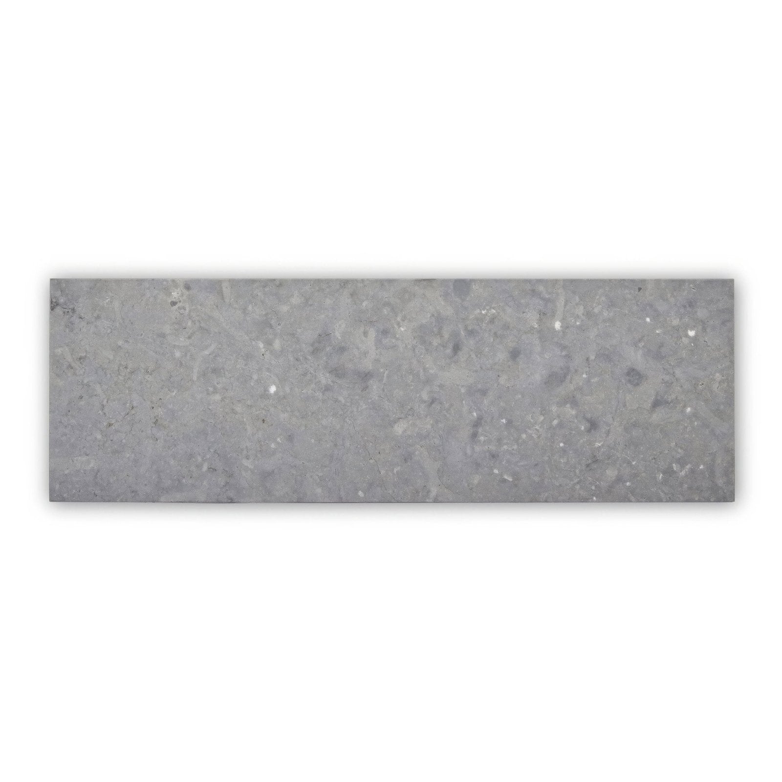 Gray rectangular Hampton Bays 10 x 30cm honed tile with speckled textured surface resembling concrete